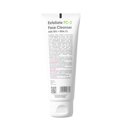 Cos-IQ Exfoliating Face Wash for Oily & Dry Skin | 2% Salicylic Acid BHA & 10% Glycolic Acid AHA | Sulphate-Free Anti-Acne Face Cleanser for Acne, Pimples, Skin Brightening, Dirt & Oil Control | 100ml