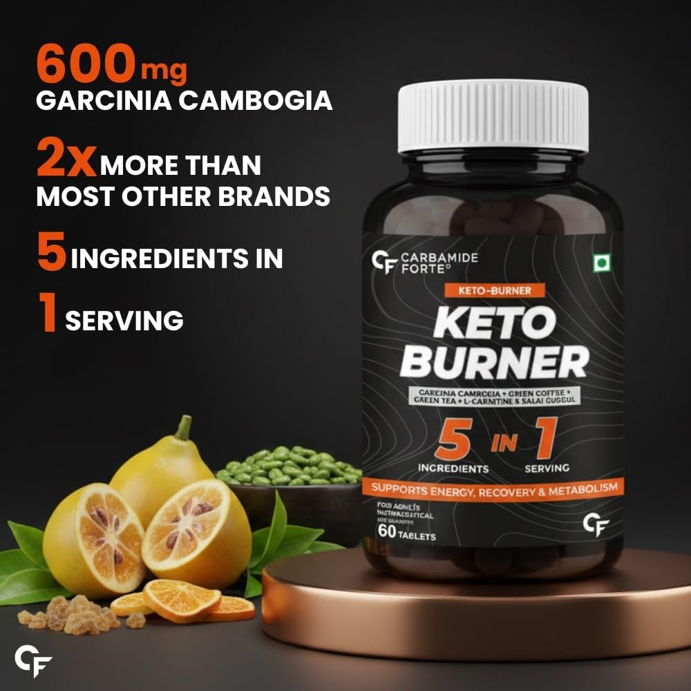 Carbamide Forte Keto Fat Burners for Men | 5-in-1 Fat Burners for Women with 600mg Garcinia Cambogia | Fat Burner Supplement May Support Fat Metabolism & Energy | Weight Loss for Women & Men - 60 Tablets