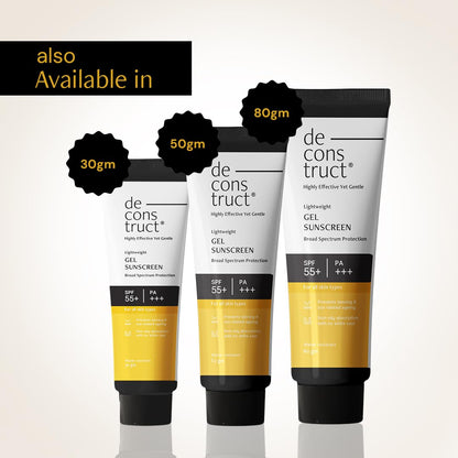 Deconstruct Face Gel Sunscreen In - Vivo Tested SPF 50 + and PA+++ | For oily, combination & normal skin | Matte, Lightweight & Airy, Non-greasy | For Men & Women - 30g