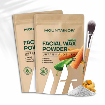 MOUNTAINOR Face Wax Powder with Ubtan & Aloevera, Full Body Painless Herbal Hair Remover Waxing Cream Powder for Women No Harmful Chemicals, No Irritation, No Skin Rashes - 100 gm