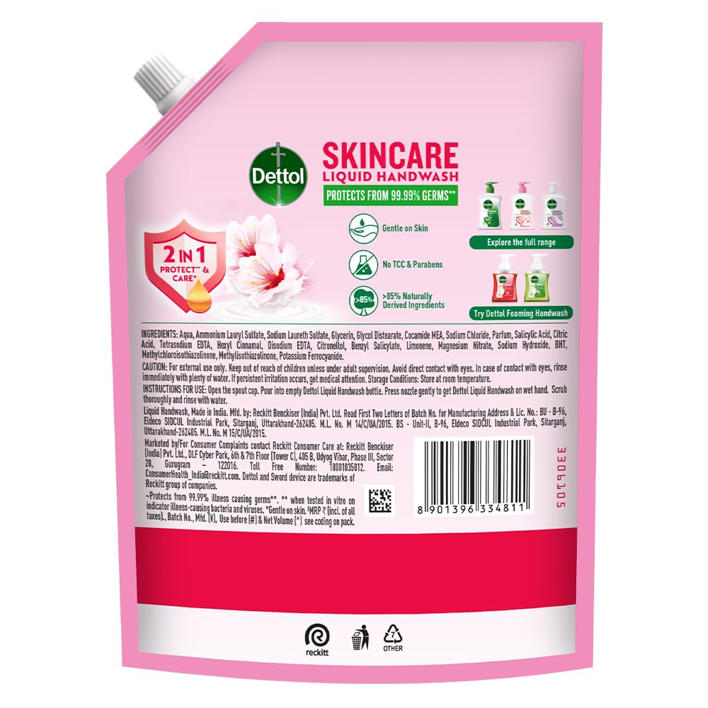 Dettol Liquid Handwash Refill â€“ Skincare Hand Wash- 1350ml | pH Balanced | 10x Better Germ Protection