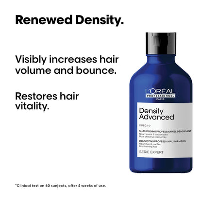 L'OrÃ©al Professionnel Density Advanced Shampoo for fine and thinning hair - 300ml | Professional shampoo that visibly increases hair volume | With Omega-6 complex | Density Shampoo For Men & Women