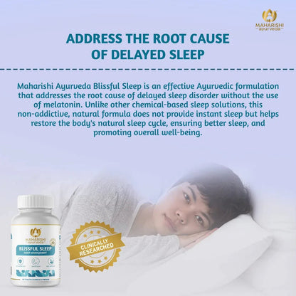 Maharishi Ayurveda Blissful Sleep Tablets For Sleep Management | Clinically Researched and Non-Habit Forming Melatonin - Free Ayurvedic Sleep Rasayanam with Ashwagandha (60 Tablets)