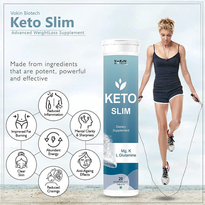 Vokin Biotech Keto Slim Tablets For Weight Loss Dietary Supplement Effervescent Water Soluble (20 Tablets)