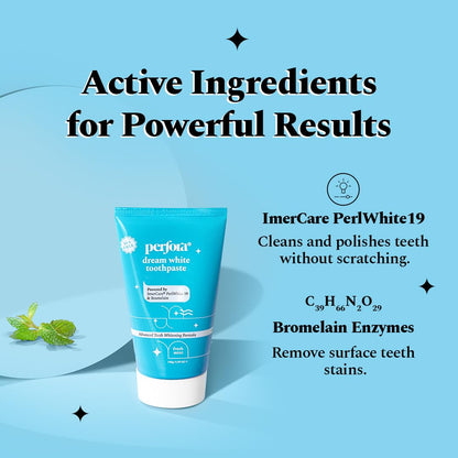 Perfora Teeth Whitening Toothpaste For Stain Removal - 150 g | Fluoride & SLS Free Tooth Paste For Adult & Kids | N-Ha For Teeth Remineralisation & Oral Care | No Artificial Sweetners