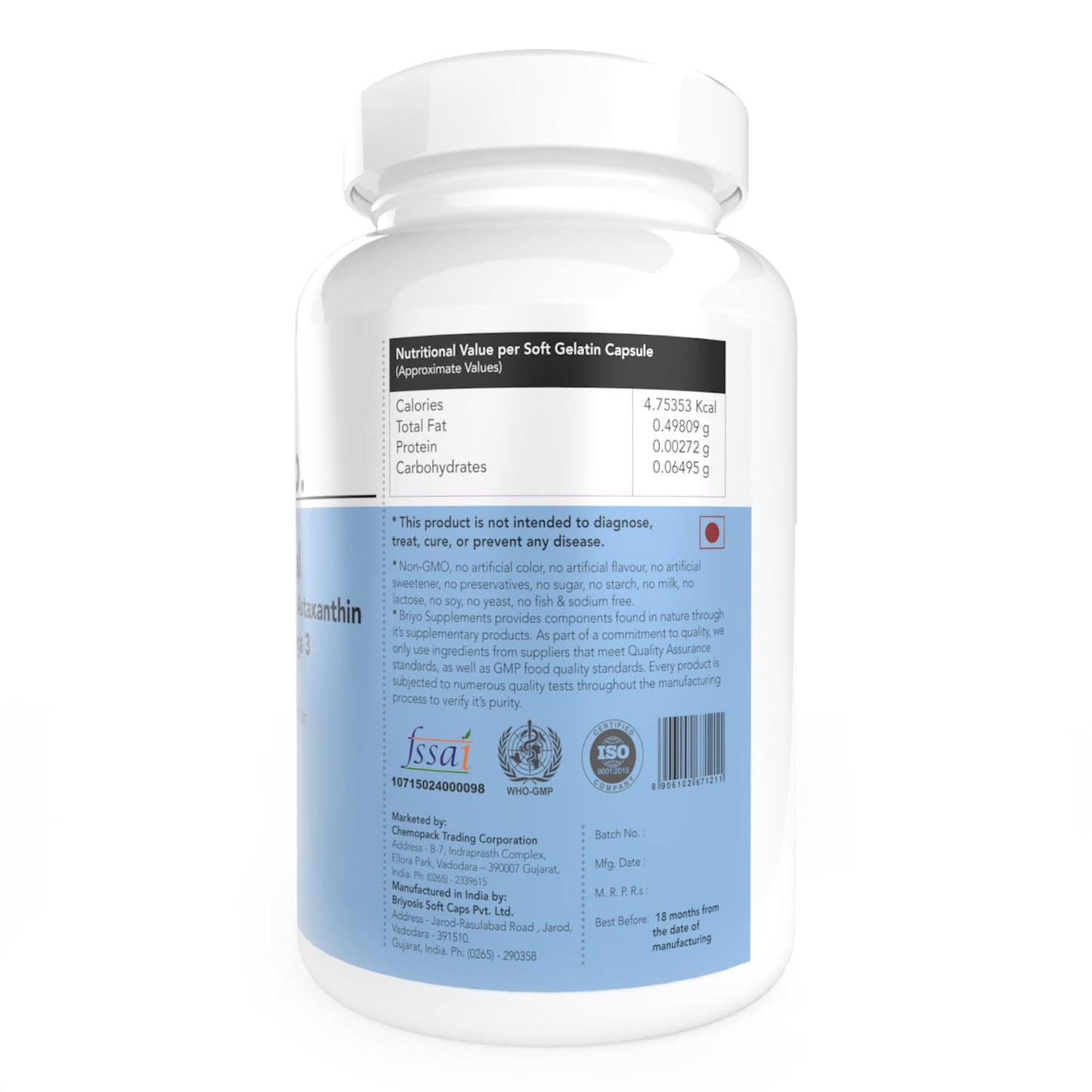 Briyo OptiVital Eye Health Supplement â€“ Lutein, Zeaxanthin, Astaxanthin & Omega-3 from Natural Sources â€“ Supports Vision, Retinal Health & Eye Strain Relief â€“ 60 Capsules