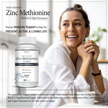 Vokin Biotech Zinc Methionine Plus Copper, Supports Immunity 90 Capsules