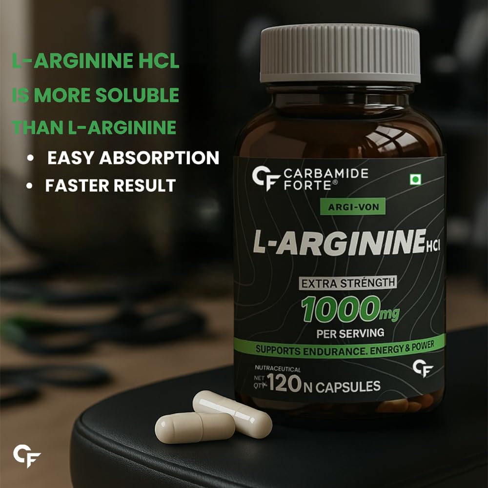 Carbamide Forte L-Arginine, Creatine 1000mg Supplement for Adults Per Serving -Veg Capsules 120 Count