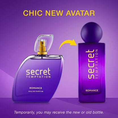 Secret Temptation Romance Eau De Parfum for Women, Long Lasting Chypre Green Everyday Wear Fragrance 100 ml