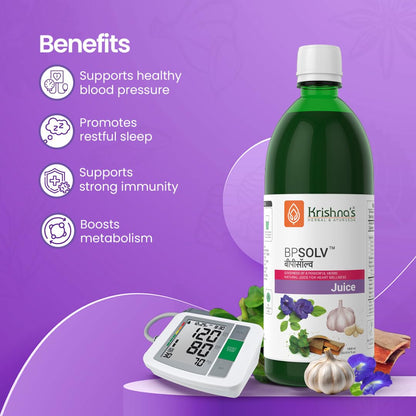 Krishna's BPSOLV Juice with 8 Herbs â€“ Natural Support for Blood Pressure | Herbal Formula for Heart Health, Circulation & Overall Wellness - 1000 ml