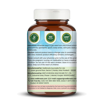 RthoEase | Natural Ayurvedic Herbal Supplement | Used to Support Joint Comfort, Flexibility & Good Health| 60 Veg Capsules (Pack Of 1)