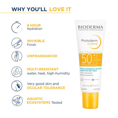 Bioderma Photoderm Creme SPF 50+ PA++++ Hydrating Sunscreen for Normal to Dry Skin | In Vivo Tested