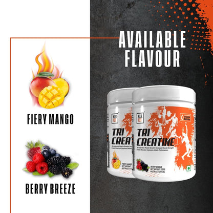 Tri Creatine Powder I Muscle Growth Supplement I 200 Gm I 40 Servings I Boosts Athletic Performance I Fiery Mango Flavour
