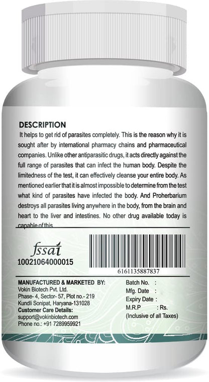 Vokin Biotech Pro Herbarium Protects Liver, Heart, Lungs, Stomach & Skin from Parasites (60 Capsules)