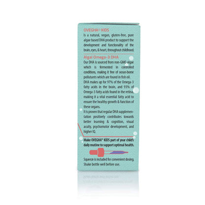 Unived OVEGHA Kids, Vegan Algae Omega-3 DHA 250mg DHA, Liquid Dropper, Natural Orange Flavour, 30 servings
