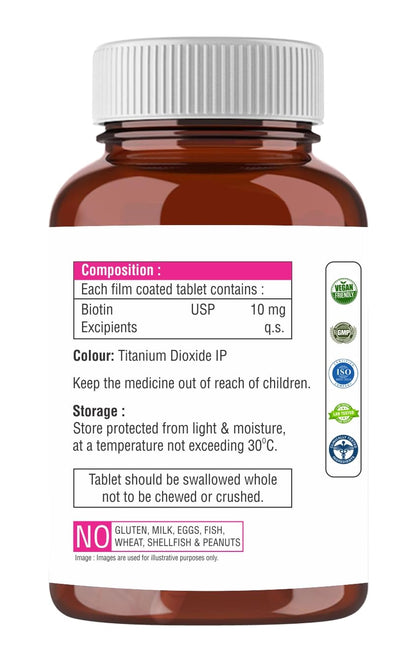 The Body Reserve Biotin 10000mcg 120 Veg Tabs, Biotin Tablets For Hair, Skin & Nails, Hair Vitamins biotin Supplement For Men & Women 4 Monthâ€™s Supply Pack