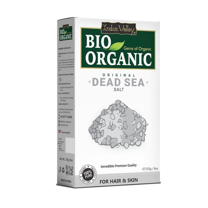 INDUS VALLEY Bio Organic 100% Natural Dead Sea Salt for Skin Healing, Detoxifies Skin, Stimulate Hair Growth and Hydration (250g)