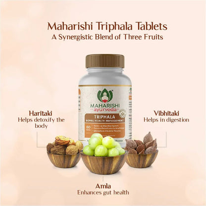 Maharishi Ayurveda Triphala Tablets 1000mg | Supports Healthy Digestion | Improves Bowel Wellness| Relieves Constipation | Pure Herbs Used |100% Ayurvedic