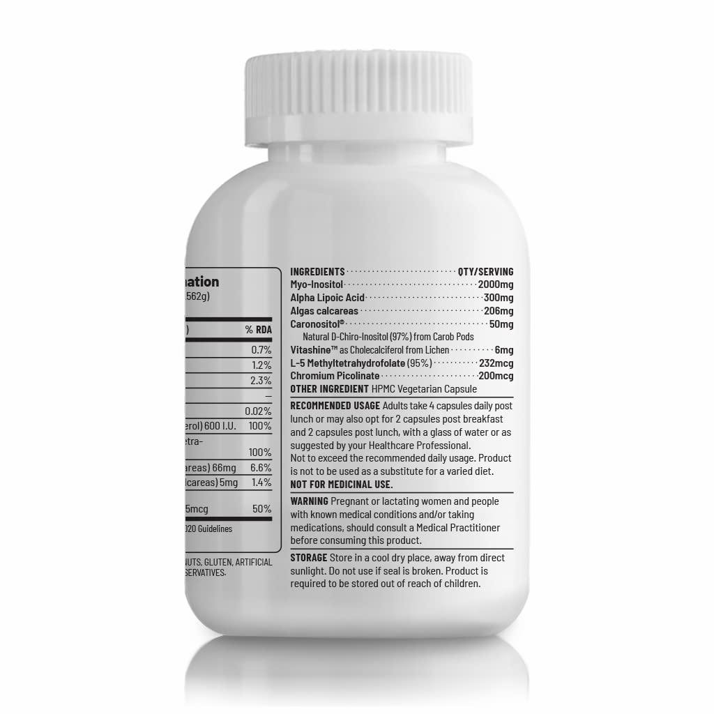 Unived PCOS Management, 40:1 Ratio 2000mg Myo-Inositol to 50mg D-Chiro-Inositol with Natural CaronisitolÂ®, for Acne, Facial Hair, Insulin Resistance (1 Month Supply capsules)