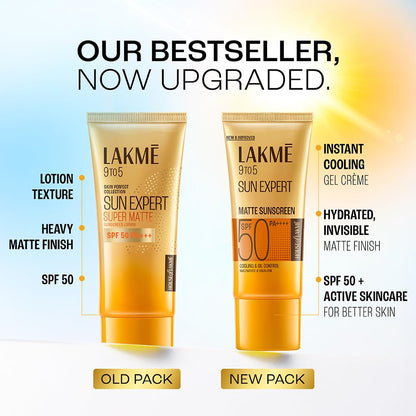Lakme SPF 50 PA++++ Sunscreen Lotion for Bright Skin | In Vivo Tested | UVA UVB Blue Light Protection | Waterlight| No White Cast | Niacinamide| For All Skin Types | 100 ml