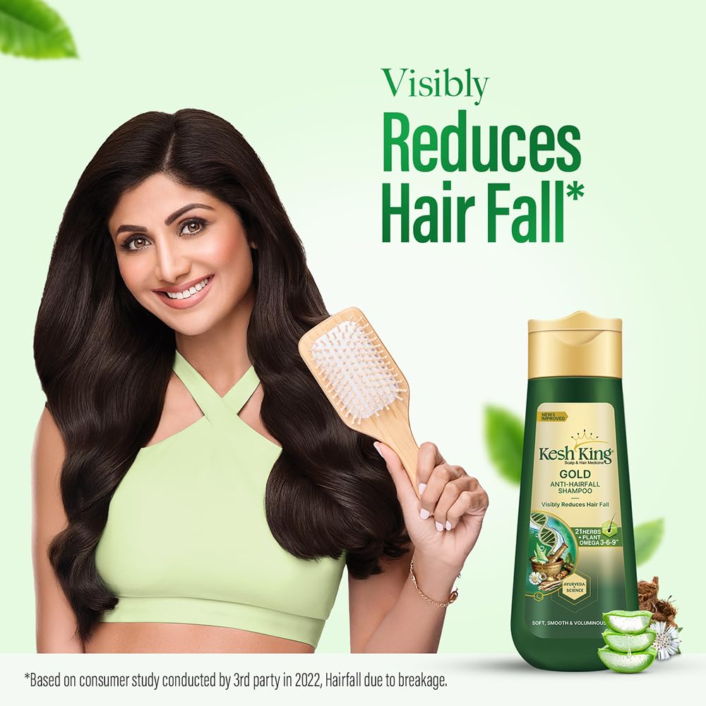 Kesh King Gold Anti Hairfall Shampoo, Reduces Hair Fall, Makes Hair Strong, Strengthens, Nourishes & Conditions, For Soft, Smooth & Voluminous Hair, For Men & Women, 600 ml