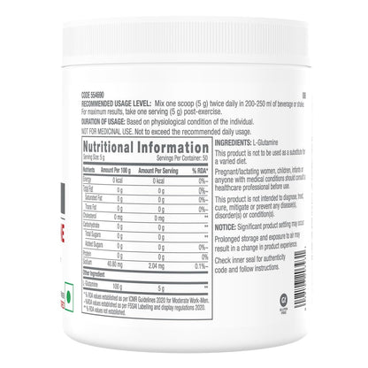 GNC Pro Performance L-Glutamine 5000 mg | 250 gm | 50 Servings | Key Amino Acid For Faster Recovery | Boosts Immunity | Supports Intestinal Function | Lactose Free | Zero Gluten | Unflavoured