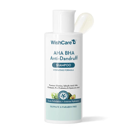 WishCare Hydrating Anti Dandruff Shampoo | 100% Dandruff Reduction | Removes Flakes & Hydrates Scalp | Proven Clinically | Piroctone Olamine, Salicylic Acid, AHA & BHA | Paraben & Sulphate Free | For Women And Men | 120ml