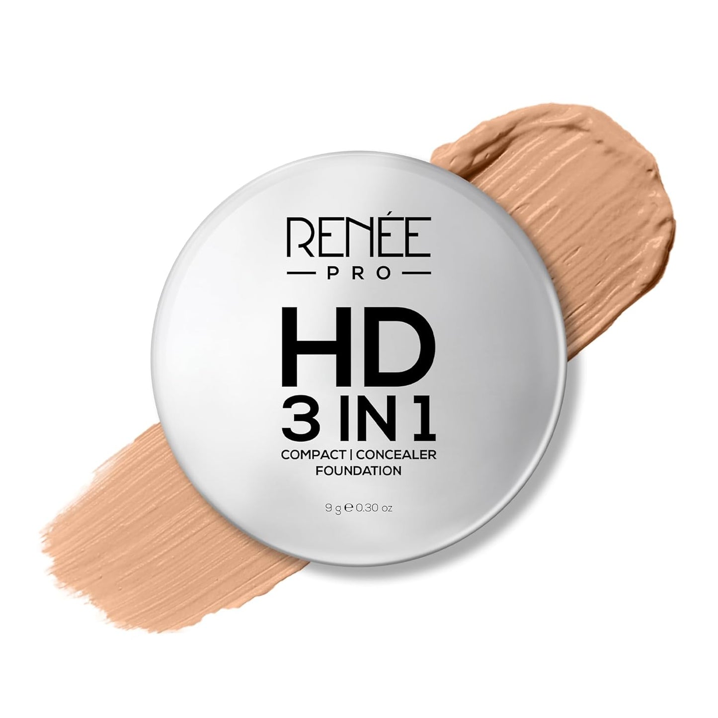RENEE PRO HD 3 In 1 Compact,Concealer, Foundation - Terre, SPF 20, Matte Finish, High Coverage, Ultralight & Silky Smooth Finish, Enriched With Vitamin E, C & Aloe Vera - 9 Gm