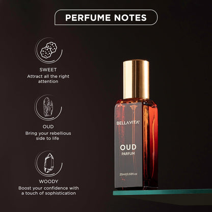 Bella Vita Luxury OUD PARFUM Intense Unisex Perfume for Men & Women with Carnation,Vanilla,Cedarwood|Woody,Oriental Long Lasting Fragrance Scent, 20Ml