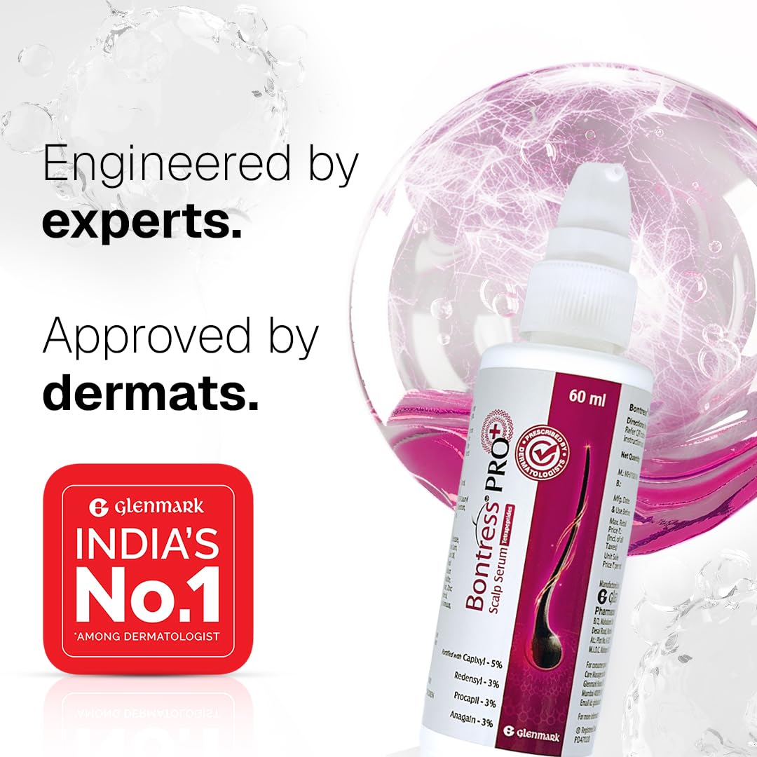 Bontress PRO+ Scalp Serum | Powered by Pro Active Peptides â€“ 5% Capixyl, 3% Redensyl, 3% Anagain, 3% Procapil | Dermat recommended Hair Growth Serum | 94% Users Reported Hair Growth in 28 Days | 30ml