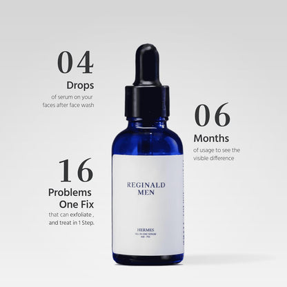 Reginald Men Hermes (30 ml) | All-in-One Face Serum for Skin & Beard Health | Multi-Functional Face & Beard Care | Hydrates, Nourishes & Strengthens | Clinically Proven Formula for Clear, Healthy Skin & Beard