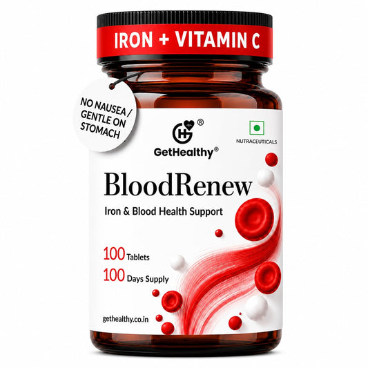 GetHealthyÂ® BloodRenewâ„¢ Iron Supplement with Vitamin C | 100 Iron Tablets for Men & Women | High Absorption Formula for Hemoglobin Support & Energy | 100 Day Supply