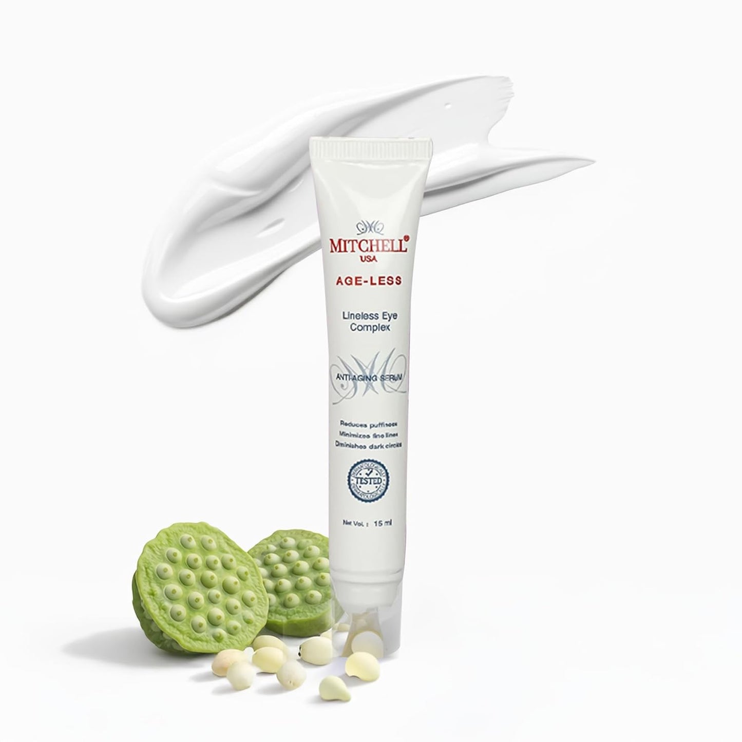 Mitchell USA Lineless Eye Serum â€“ Peptide & Lotus Bio-Repair â€“ Reduces Dark Circles, Wrinkles & Puffiness Lightweight Anti-Aging Formula 15ml
