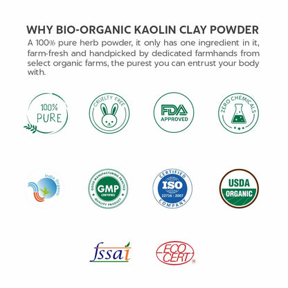 INDUS VALLEY Bio Organic Kaolin Powder | China clay For Skin Face Mask - (200g+50g)