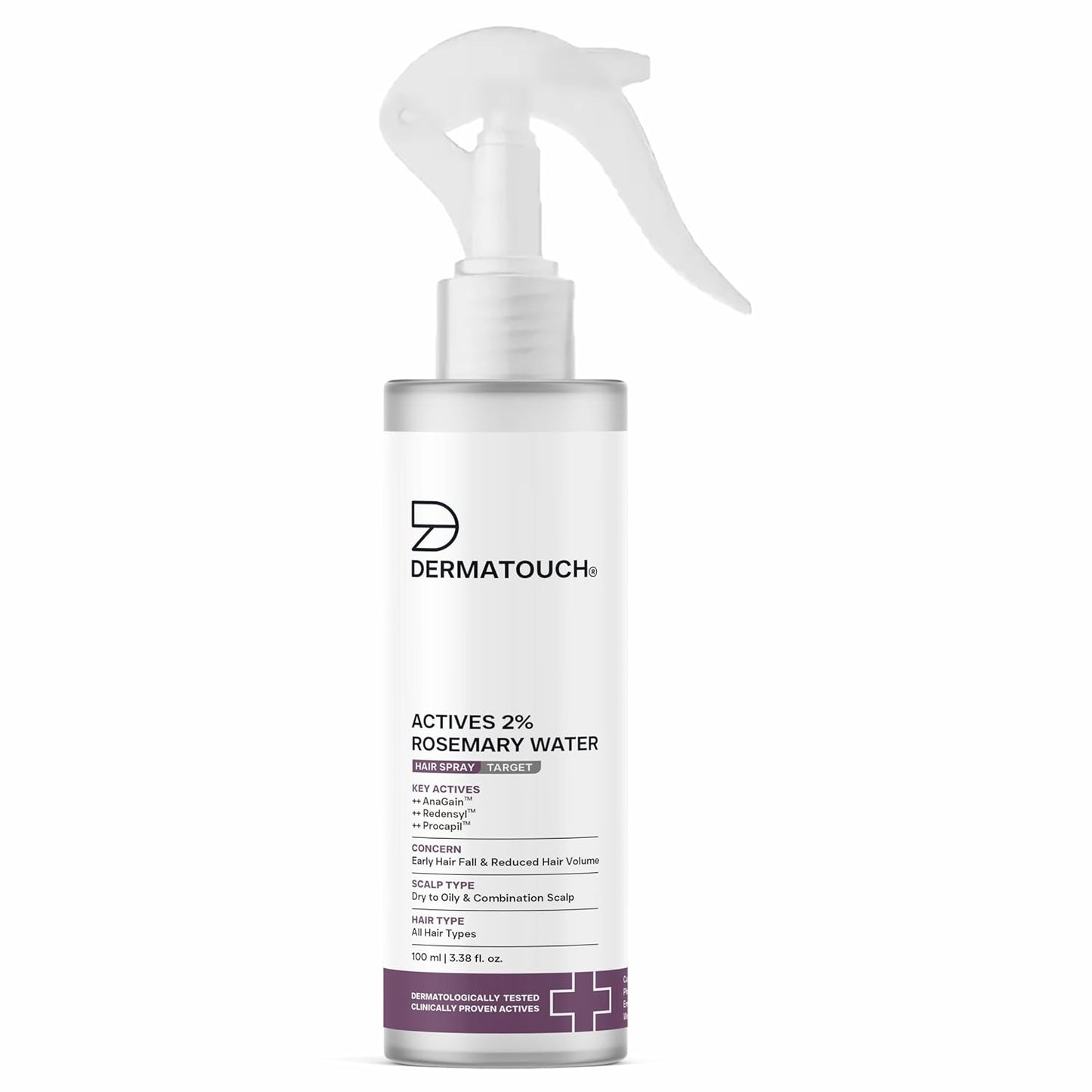 DERMATOUCH Rosemary Water Spray For Hair Growth (100 ml) | Advance 2% Actives Rosemary, Redensyl, Anagain + Procapil Hair Spray Mist for Hair Fall Control, Stimulates Hair Growth, Adds Shine , Strengthens Hair