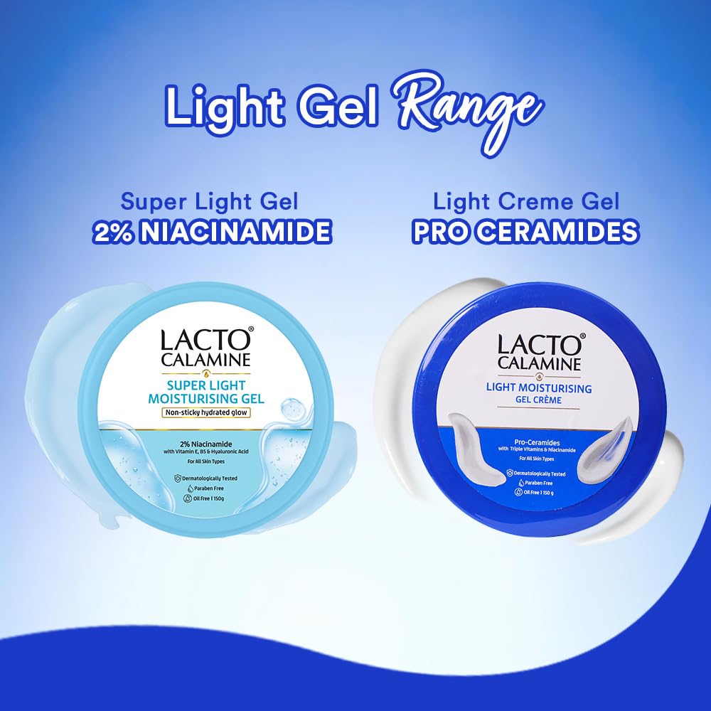 Lacto Calamine Light Moisturising Gel CrÃ¨me| Pro Ceramides, Niacinamide & Triple Vitamins| Moisturizer Suitable for oily skin|150G|
