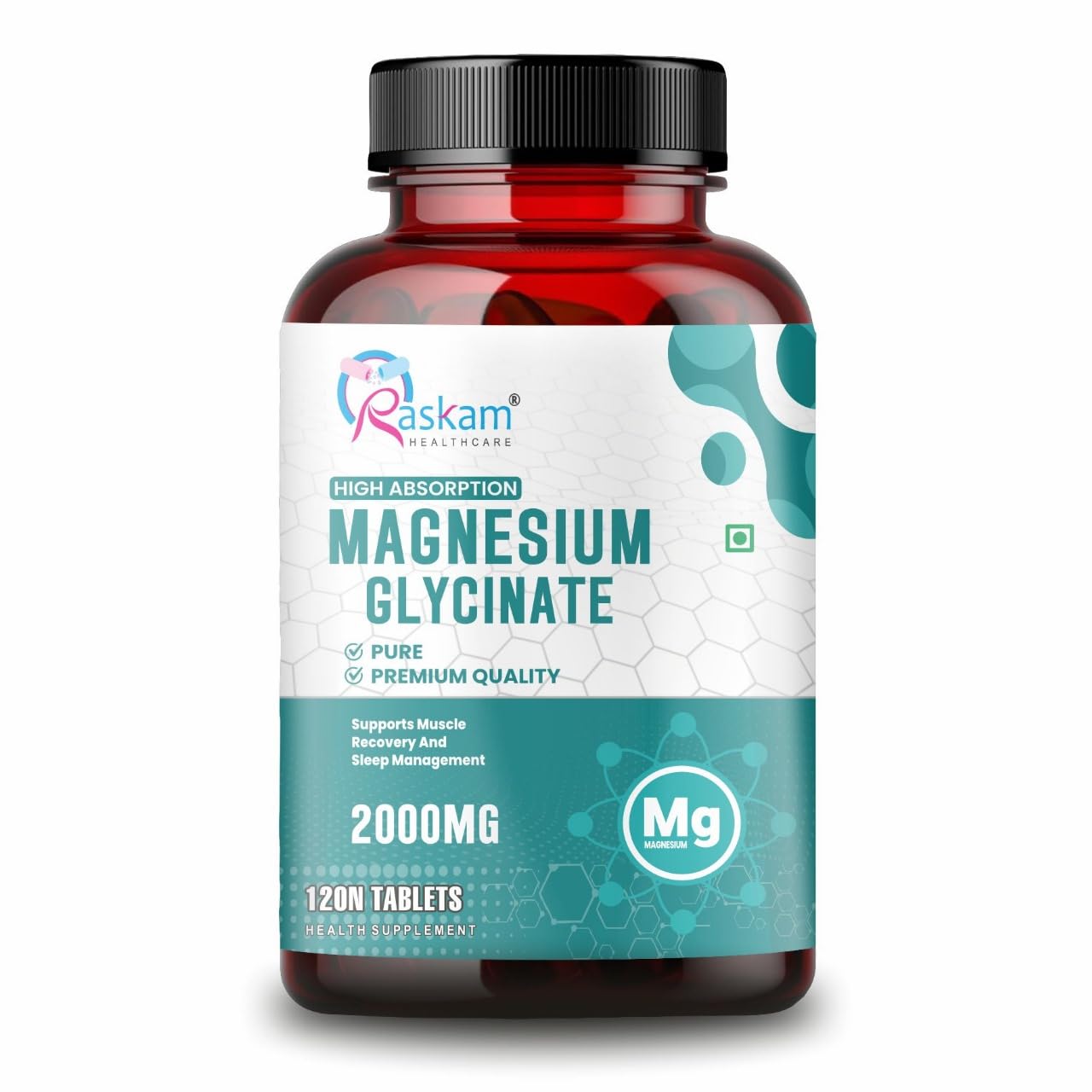 Pure Magnesium Glycinate - Maximum Strength Chelated Magnesium Supplement for Women and Men for Muscle Cramps, Sleep Support and Nerve Health- 2000mg Per Serving, 120 Vegetarian Tablets