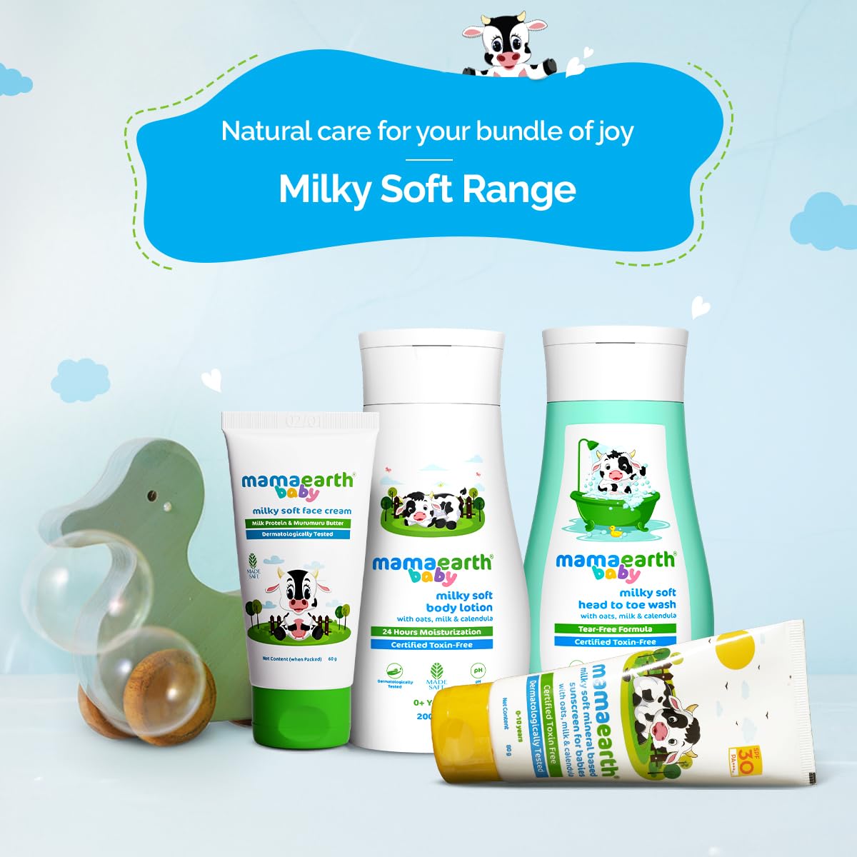 Mamaearth Milky Soft Head to Toe Wash With Oats, Milk, and Calendula for Babies- 200 ml |2-in-1 Tear-Free Body Wash & Shampoo | Moisturizes and Soothes Skin | Travel-friendly Pack