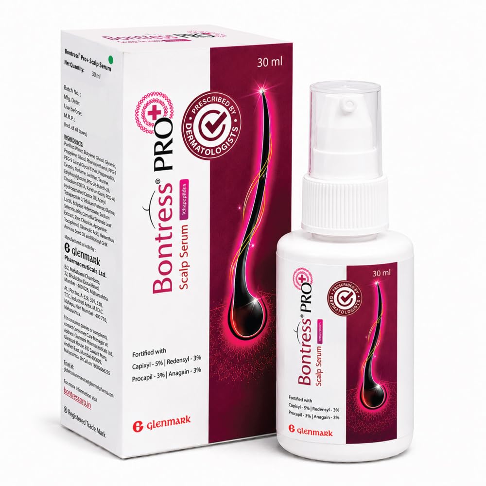 Bontress PRO+ Scalp Serum | Powered by Pro Active Peptides â€“ 5% Capixyl, 3% Redensyl, 3% Anagain, 3% Procapil | Dermat recommended Hair Growth Serum | 94% Users Reported Hair Growth in 28 Days | 30ml