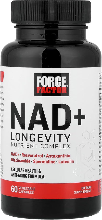 Force Factor NAD+ (NMN or Nicotinamide Riboside Alternative) with Resveratrol, Astaxanthin, Spermidine & Luteolin Complex, NAD to Support Cellular Health & Healthy Aging, 60 Capsules