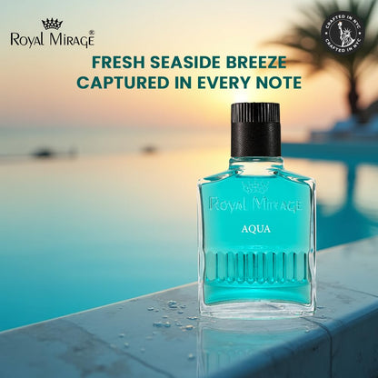 Royal Mirage Aqua Aftershave | Refreshing Lotion for Men | Lemon, Rose & Sandalwood Notes | Post-shave Lotion | Ideal for Events, Meetings & Date Nights | Grooming Essentials for Men | 100ml
