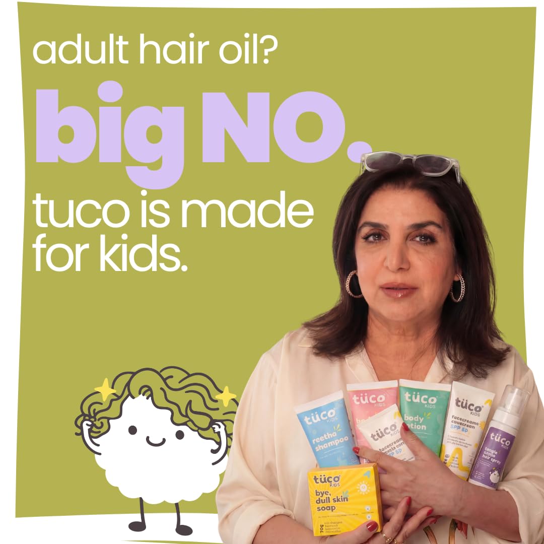 Tuco Kids Hair Oil with Extra Virgin Coconut, Mint, Ginger and Wintergreen For Itchy Scalp and Rough Hair for Kids Ages 2-5, 5-10, 10-15 | 100ml