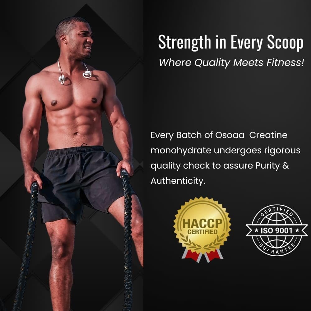 OSOAA Micronized Creatine Monohydrate Powder - 100g, Unflavoured | 3g Creatine/Serving | Pre/Post Workout Supplement for Muscle Repair & Recovery | Supports Athletic Performance & Power
