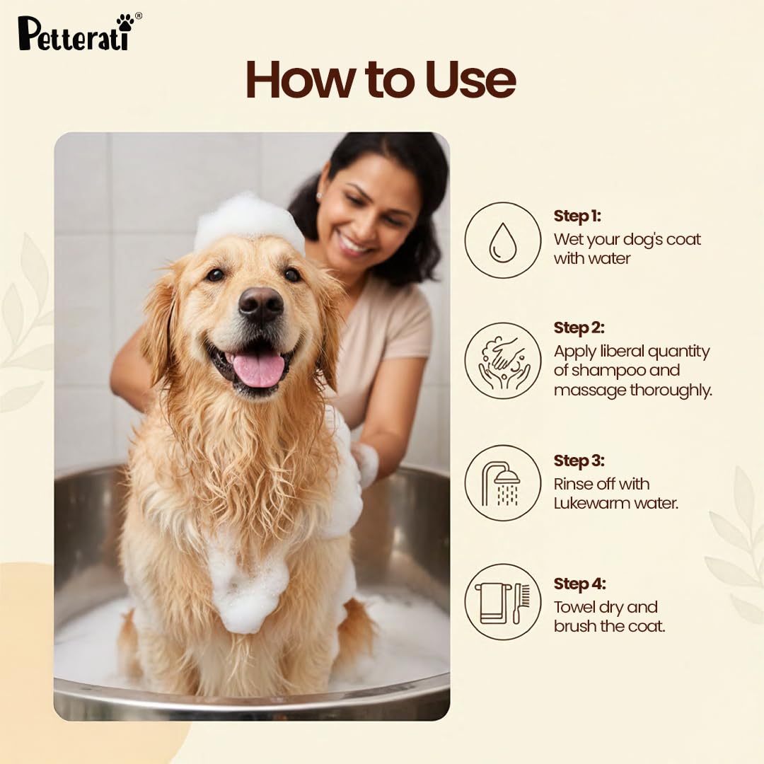 Petterati Silky Coat Dog Shampoo | Aloe Vera, Neem & Hibiscus | Deep Cleansing for Soft, Shiny Coat | 200ml + 100ml Free