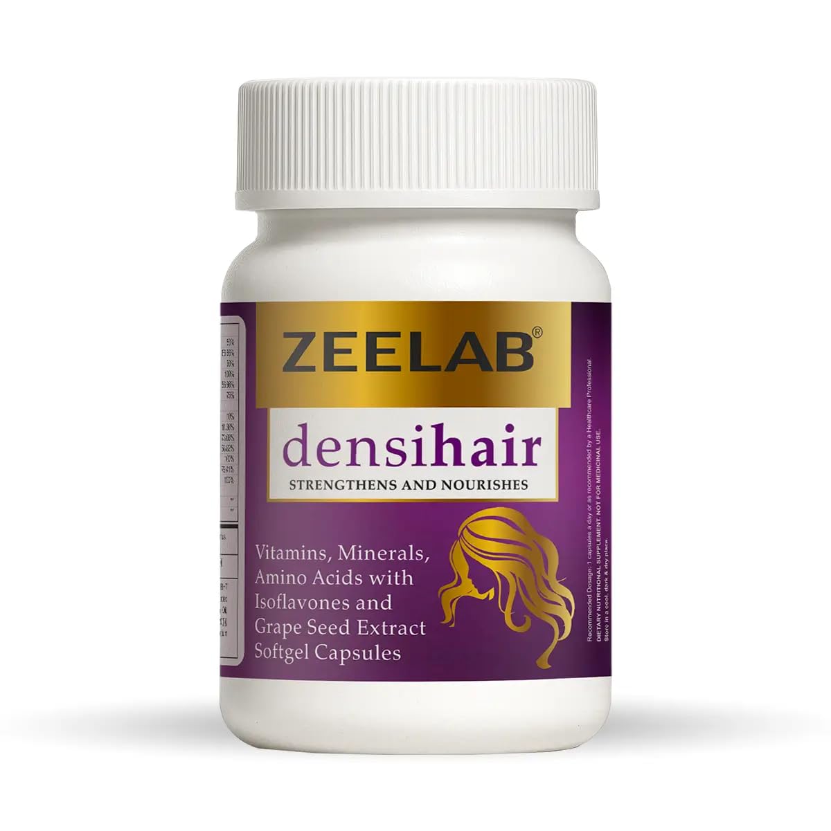 Zeelab Densihair Softgel Capsule for Women | Hair Nutrition Supplement with Biotin, Vitamins, Minerals, Amino Acids, Soya Isoflavones & Grape Seed Extract | Supports Hair Strength, Thickness & Scalp Health