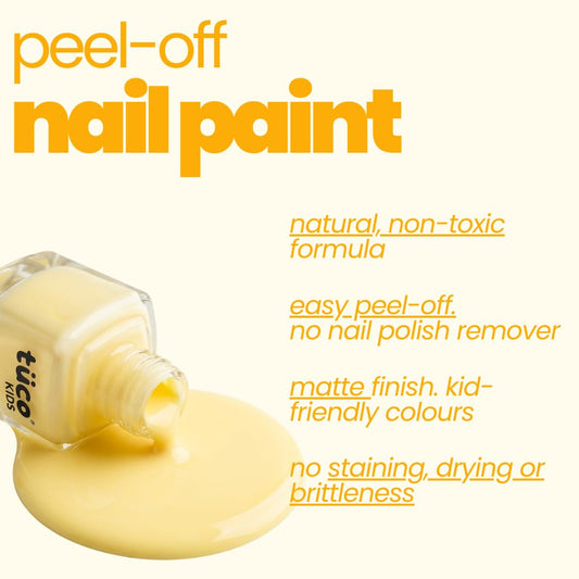 TucoÂ® Kids Water Based Safe Nail Polish for girls | Easy to Peel Off, Non Toxic, Natural & Safe for Kids | Play Safe with Chemical Free Nails for Daughters | Pack of 1x5ml | Yellow