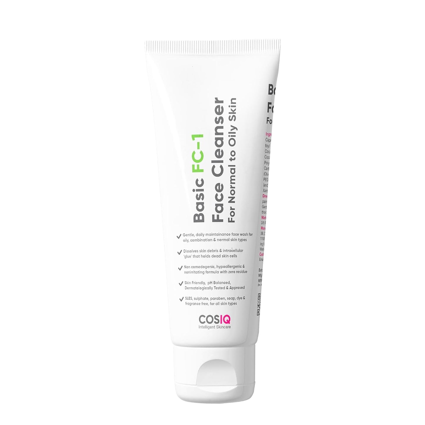 Cos-IQ FC-1 Face Wash for Oily Skin | Matte Finish, Non-Drying Daily Gentle Cleanser | Fight Acne & Pimples, Brightens Skin, Clears Dirt, Refreshing Feel | Non-Comedogenic for Men & Women | 100ml