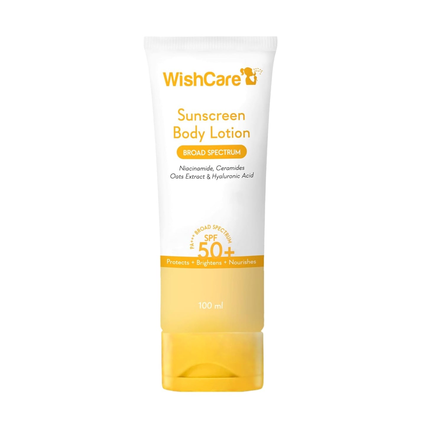 WishCare Sunscreen Body Lotion with SPF 50 PA+++ In-Vivo Tested | Body Sunscreen With Broad Spectrum UVA & UVB Protection, No White Cast | With Carrot Seed & Raspberry | For All Skin Types | For Women & Men | 100ml
