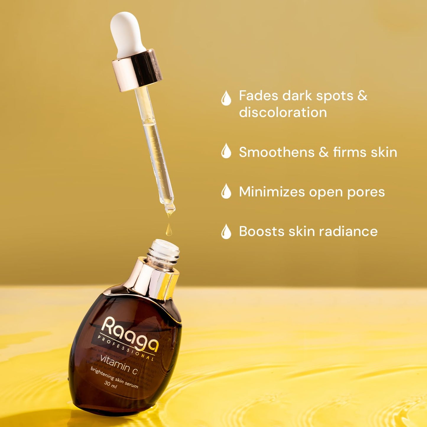Raaga Professional Brightening Serum with Vitamin C and Niacinamide | Unlock Luminous Glow | Paraben-Free, Silicone-Free, Sulphate-Free | Ideal for All Skin Types