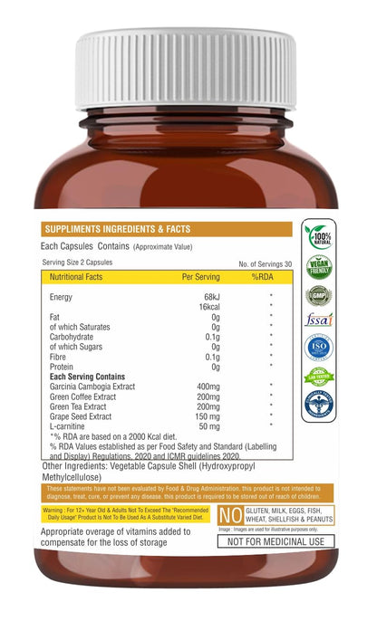 The Body Reserve Keto Fat Burner Capsules | Weight Loss Supplement with 1000mg Garcinia Cambogia, Green Coffee & Green Tea Extract | Daily Weight Loss Burner for Men & Women | Metabolism Support | 60 Veg Capsules